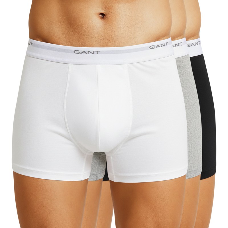 GANT_3-erSet_Trunks_Weiß_Hellgrau_Schwarz