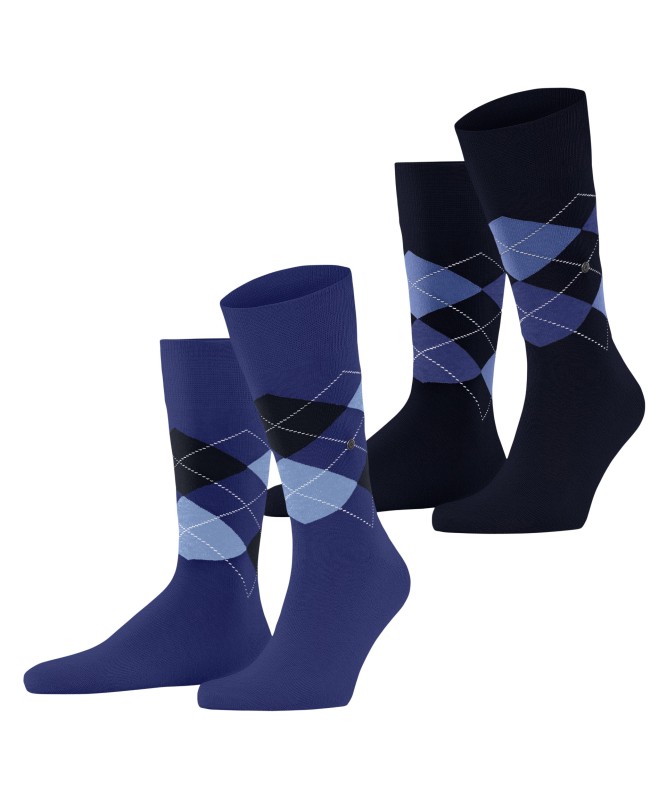 Burlington 2-er Set Socken Blau & Schwarz mit Argyle-Muster günstig online kaufen