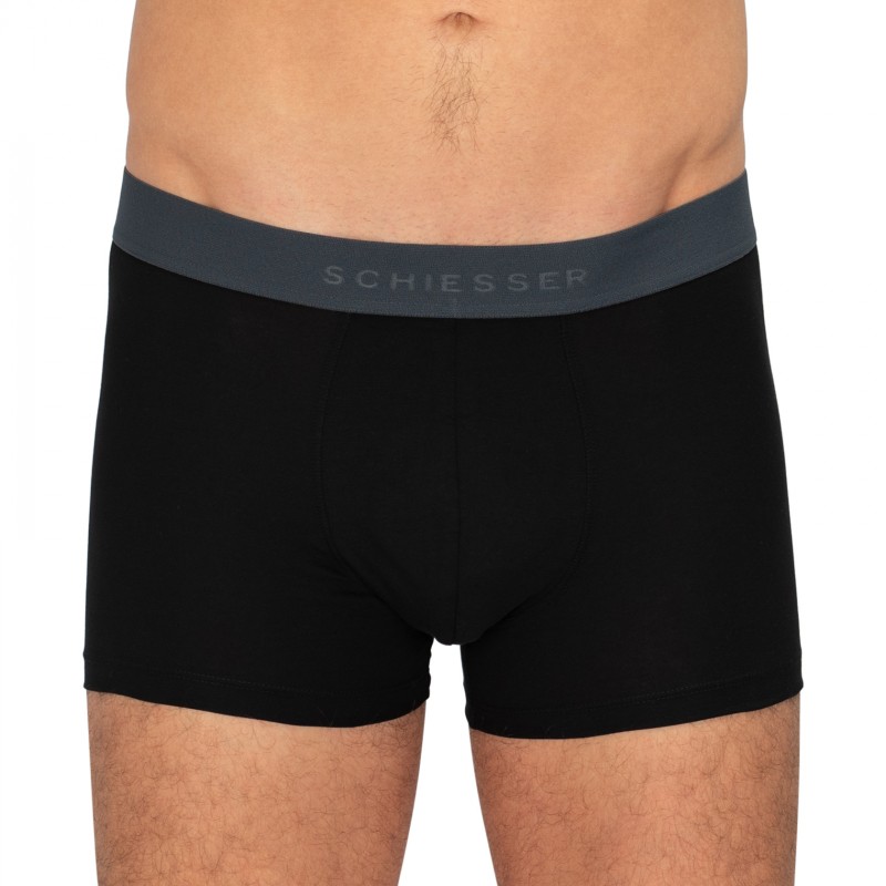 Schiesser_3-erSet_Trunks_Schwarz_mitverschiedenfarbigemWebbund