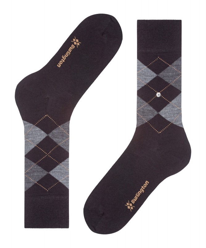 Burlington Socken Schwarz mit Argyle-Muster