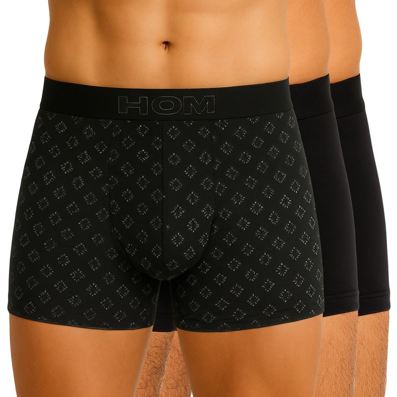 HOM_3-erSet_Trunks_Schwarz&_Schwarz_mit_Muster