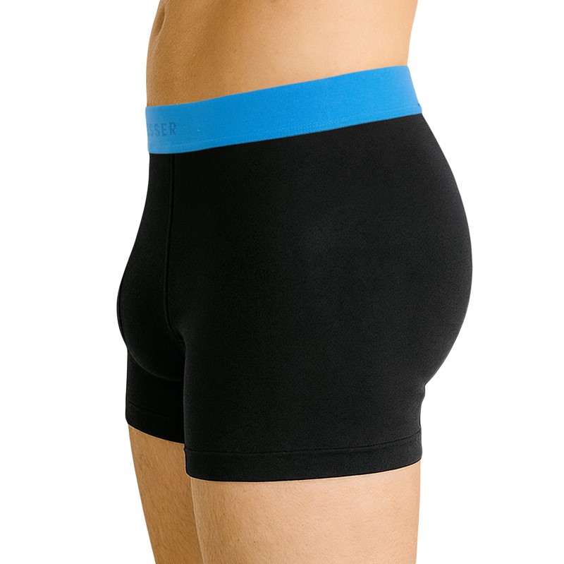 Schiesser_3-erSet_Trunks_Schwarz_mit_verschiedenfarbigem_Webbund