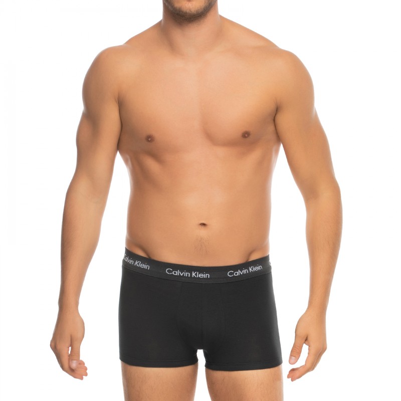 CalvinKlein_3-erSet_LowRise_Trunks_Schwarz_mitverschiedenfarbigemWebbund