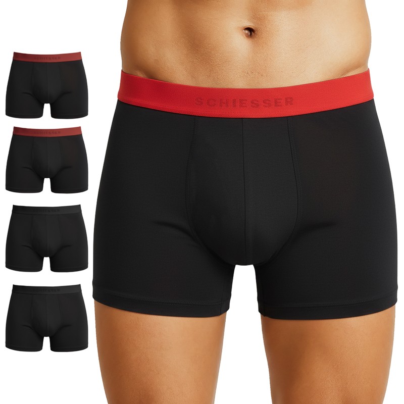 Schiesser_5-erSet_Trunks_Schwarz_mit_verschiedenfarbigem_Webbund