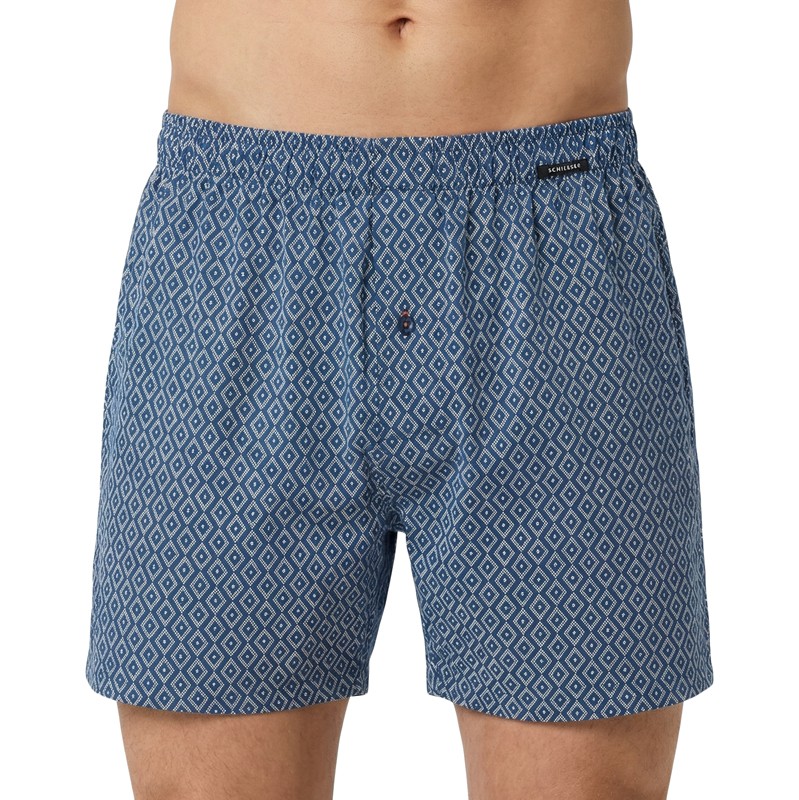 Schiesser_Boxershorts_Blau_mit_Rauten_Schwarz