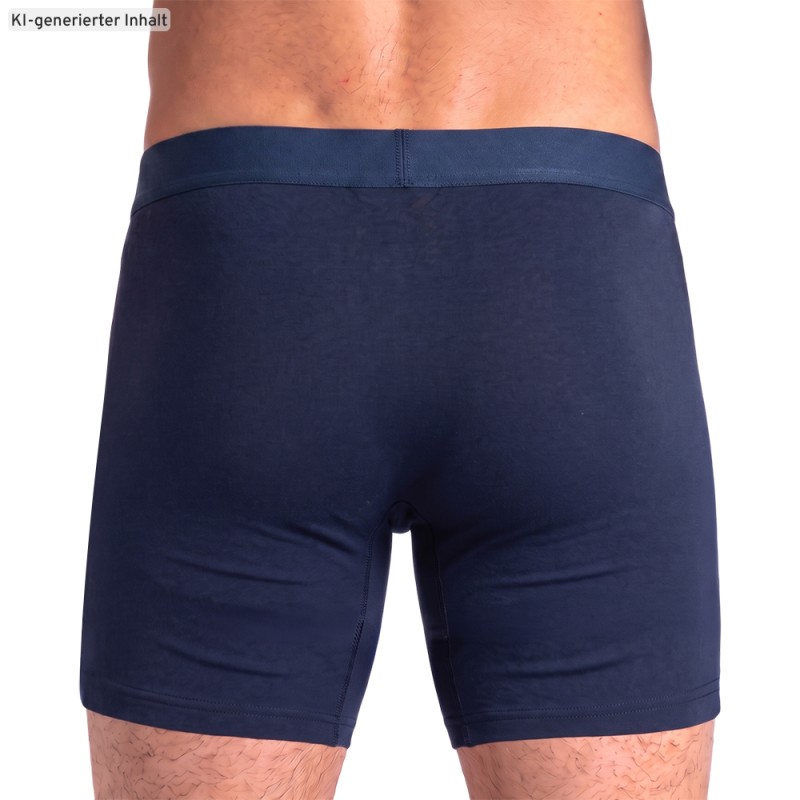 Schiesser_3-er Set_Shorts_Dunkelblau_mit_mehrfarbigen_Webbund
