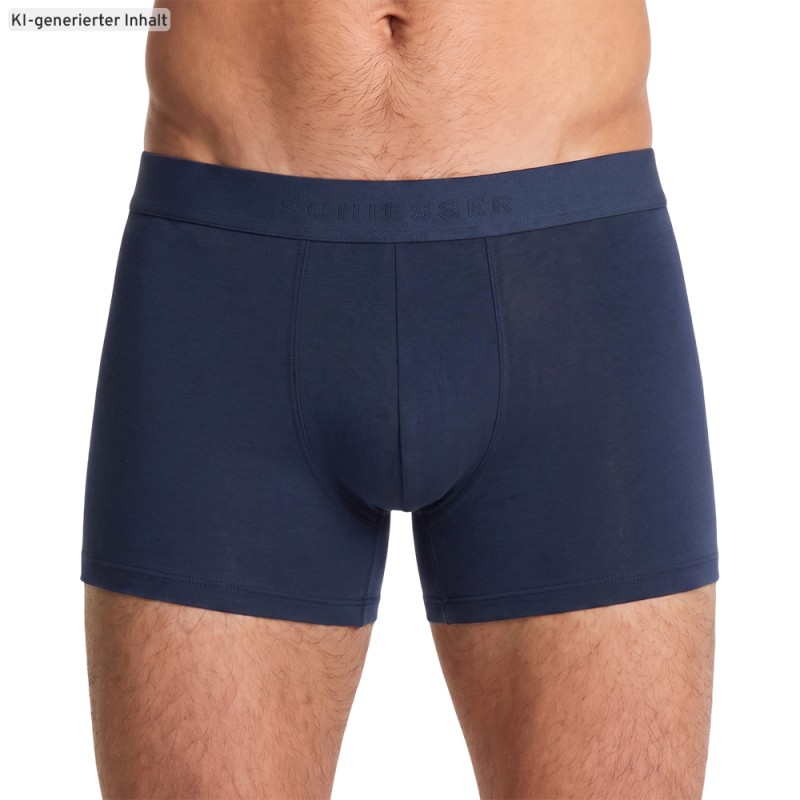 Schiesser_3-er Set_Shorts_Dunkelblau_mit_mehrfarbigen_Webbund