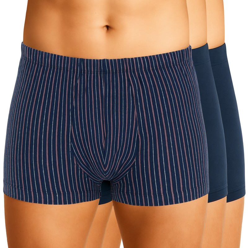 Schiesser 3-er Set Trunks Blau & Blau-Lila Gestreift günstig online kaufen