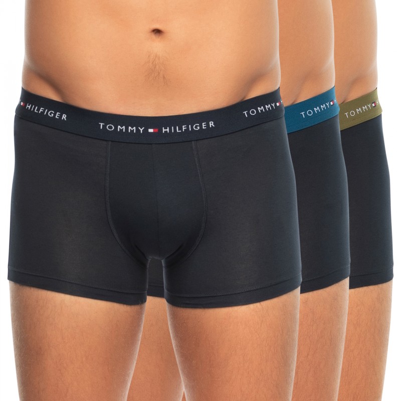 TommyHilfiger_3-erSet_Trunks_Blau&Khaki_mitverschiedenfarbigemWebbund