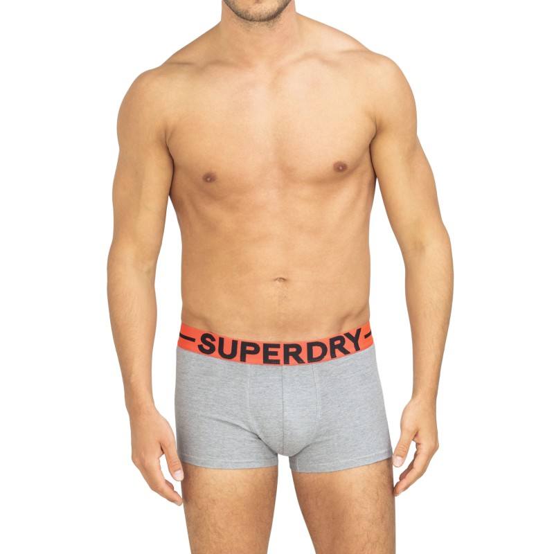 Superdry 3-er Set Trunks Schwarz, Grau & Weiß gestreift