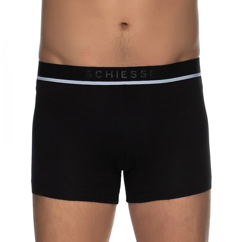 Boxerman_Herrenunterwäsche_Boxershorts_Schiesser_3-erSet_Trunks_Schwarz Grau & Dunkelblau