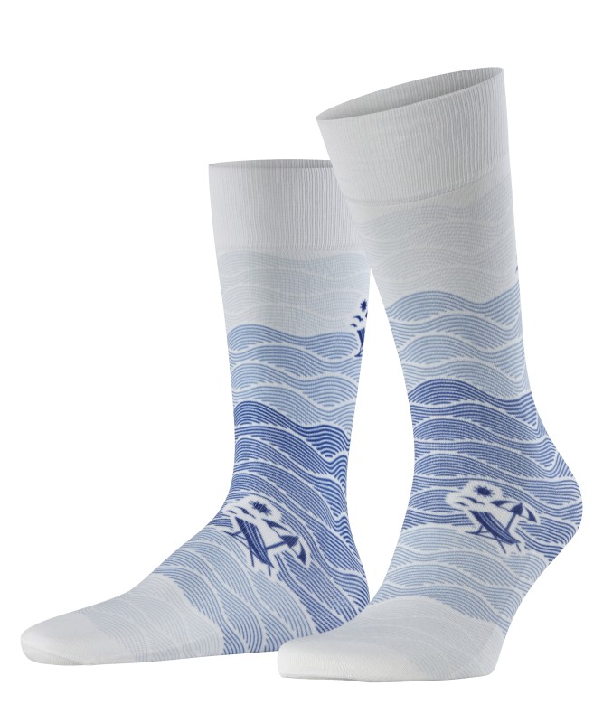 Falke Socken Plage Weiß-Blau mit Muster günstig online kaufen