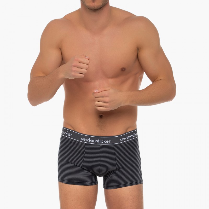Boxerman_Herrenunterwäsche_Boxershorts_Seidensticker_3-er Set_Trunks_Grau Blau Gestreift