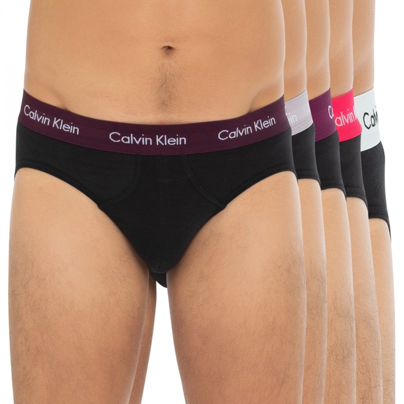 CalvinKlein_5-erSet_Slips_Schwarz_mitverschiedenfarbigemWebbund
