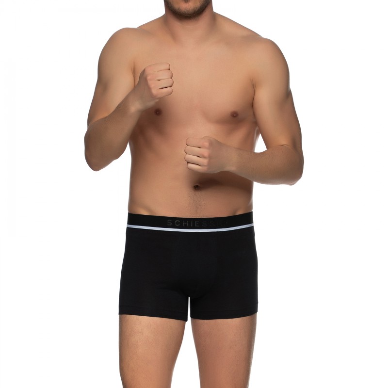 Boxerman_Herrenunterwäsche_Boxershorts_Schiesser_3-erSet_Trunks_Schwarz Grau & Dunkelblau
