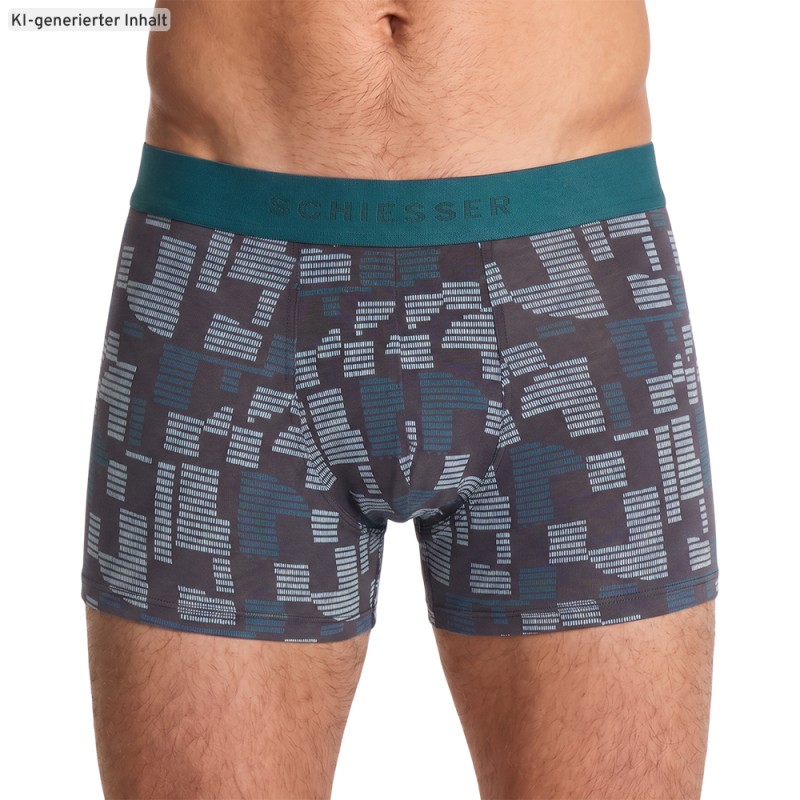 Schiesser_3-er Set_Shorts_Schwarz_mitMuster