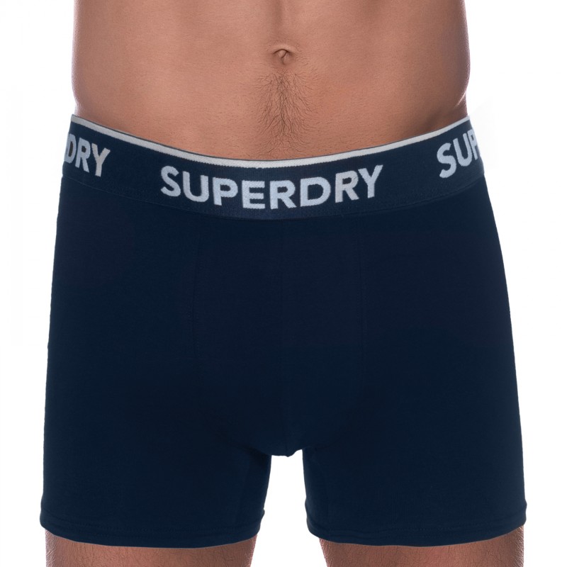 Boxerman_Herrenunterwäsche_Boxershorts_Superdry_2-er Set_Trunks_Blau Grau Schwarz