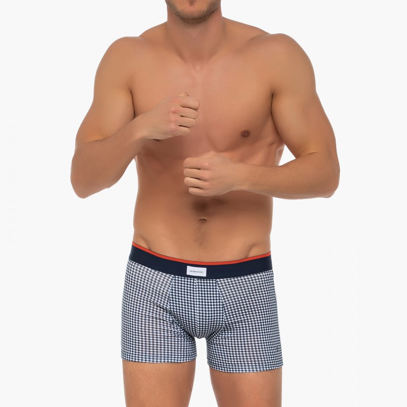 Boxerman_Herrenunterwäsche_Boxershorts_Seidensticker_3-er Set_Trunks_Blau & Kariert