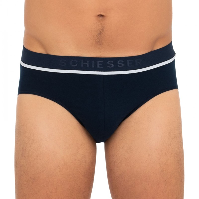 Schiesser_3-er Set_Slips_Grau Dunkelblau & Schwarz