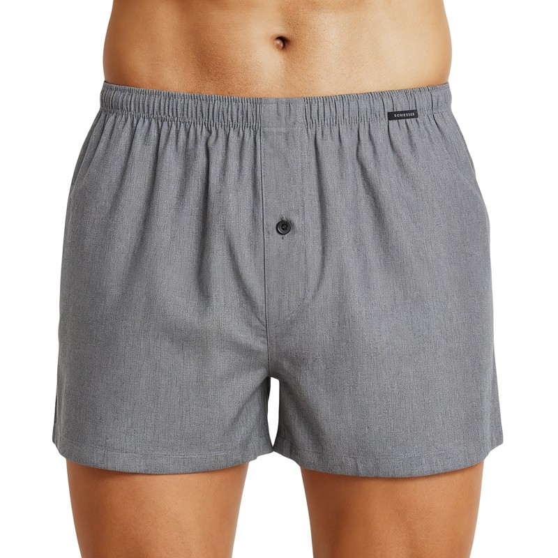 Schiesser_2-erSet_Boxershorts_Dunkelblau-Grau_Kariert_Grau