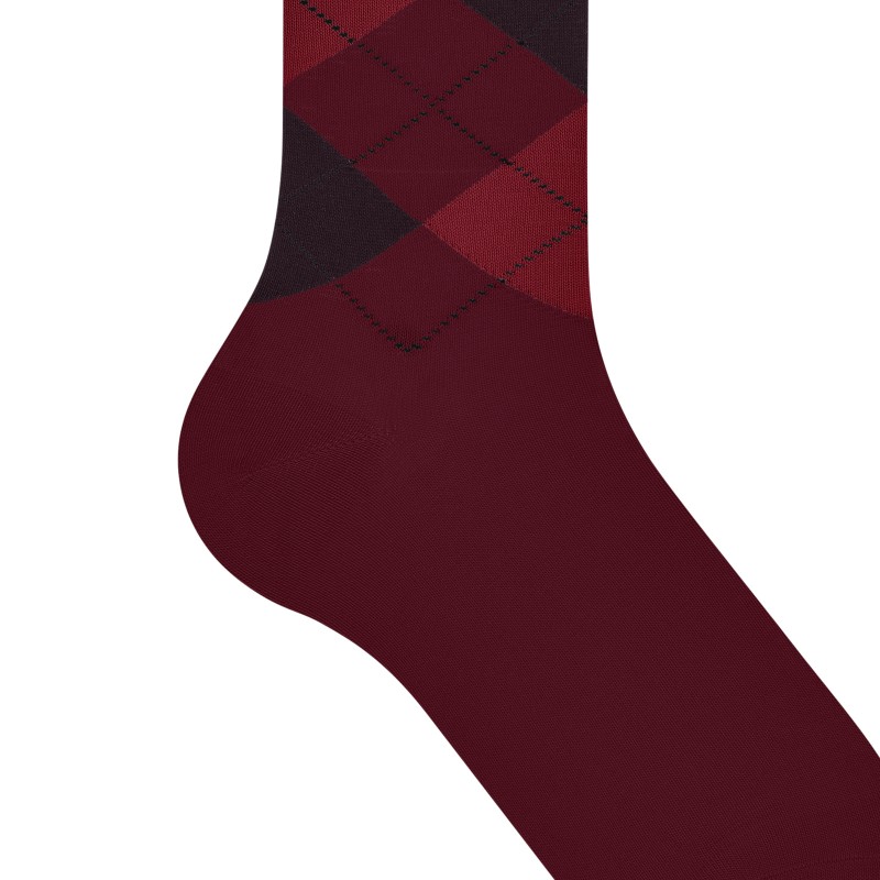 Burlington_Socken_Rot_mitArgyle-Muster