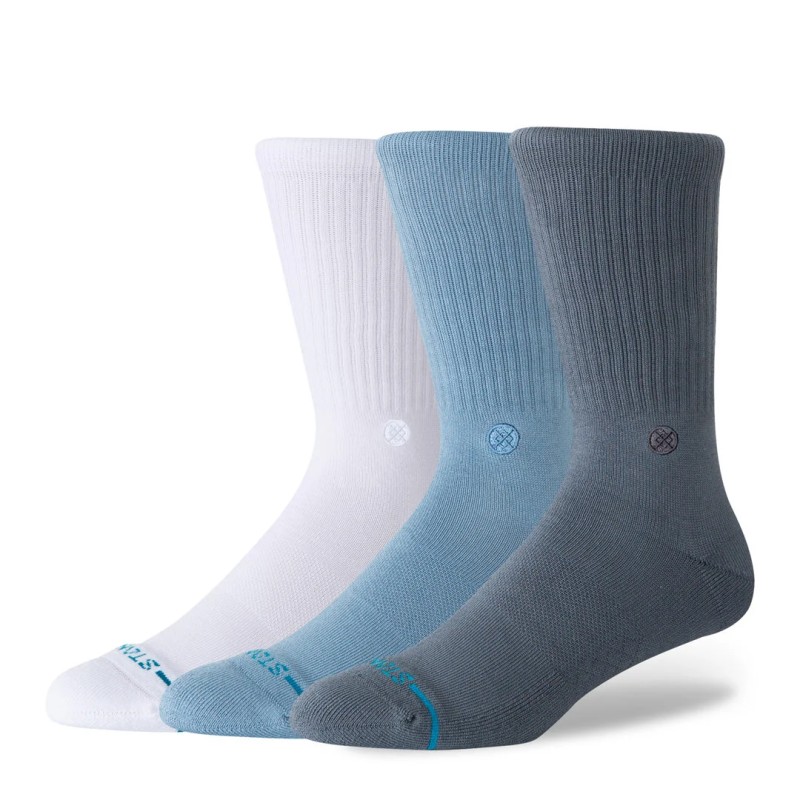 Stance_3-er_Set_Socken_Icon_Crew_Grau_Blau_Weiß