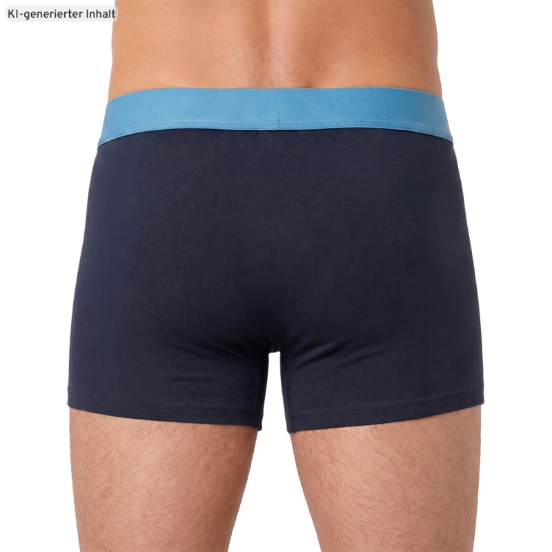 Schiesser_3-er Set_Shorts_Dunkelblau_mit_mehrfarbigen_Webbund
