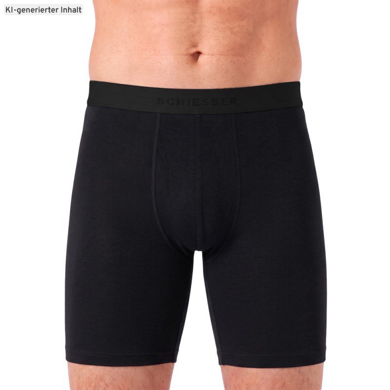 Schiesser_3-er Set_Trunks_Schwarz_mit_verschiedenfarbigem_Webbund