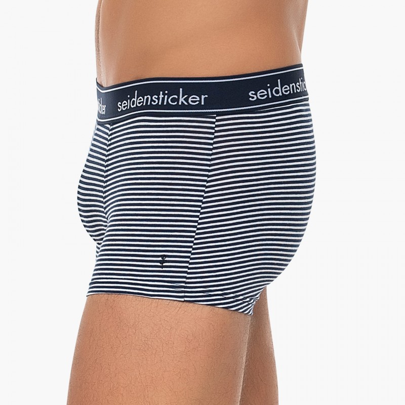 Boxerman_Herrenunterwäsche_Boxershorts_Seidensticker_3-er Set_Trunks_Grau Blau Gestreift