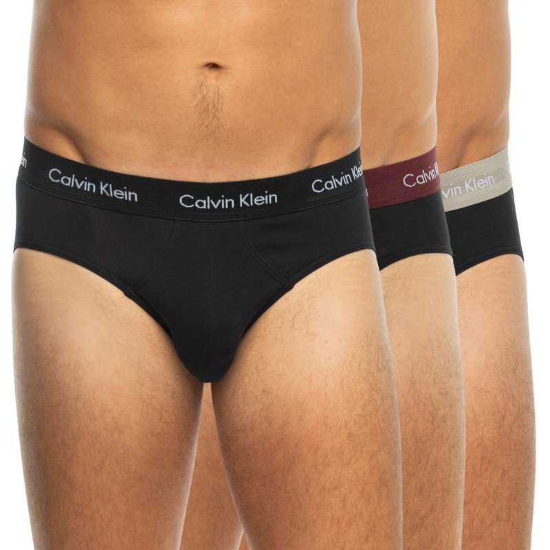 Calvin Klein_3-er Set_Slips_Schwarz_mitverschiedenfarbigemWebbund