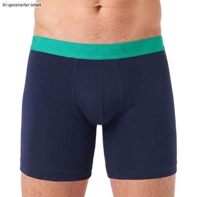Schiesser_3-er Set_Shorts_Dunkelblau_mit_mehrfarbigen_Webbund