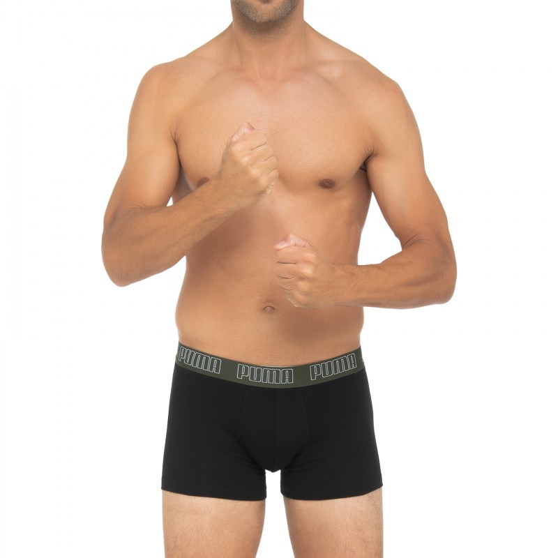 Boxerman_Herrenunterwäsche_Puma_2-er Set_Basic Trunks_Schwarz & Khaki