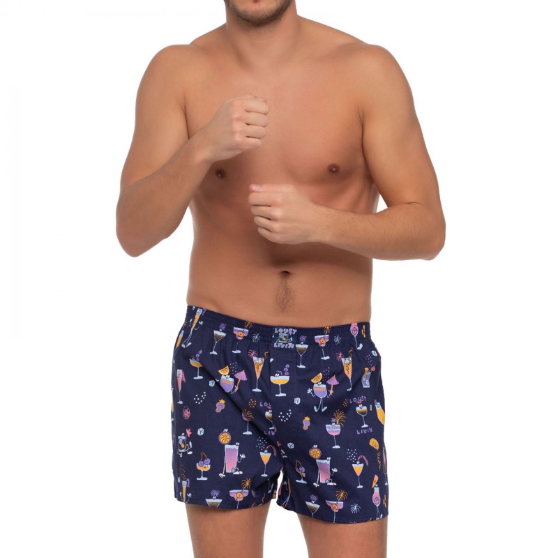 Boxerman_Herrenunterwäsche_Lousy Livin_2 Set_Boxershorts_Blau Lila_Motiv