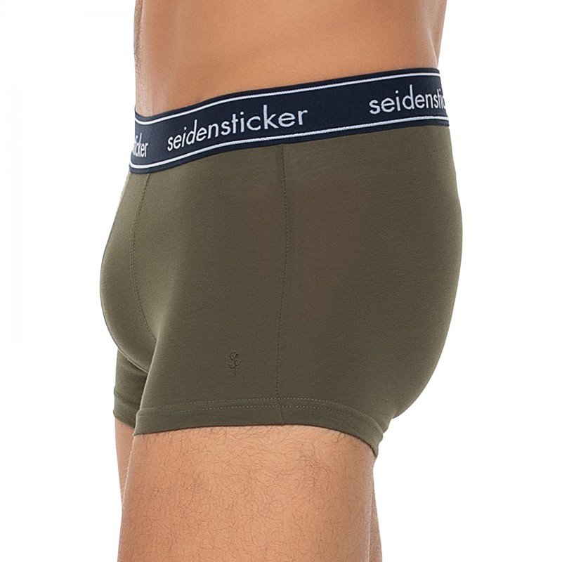 Boxerman_Herrenunterwäsche_Boxershorts_Seidensticker_3-er Set_Trunks_Gestreift Khaki & Gemustert
