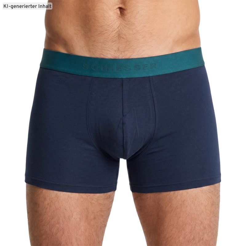 Schiesser_5-er Set_Shorts_Dunkelblau_mit_mehrfarbigen_Webbund