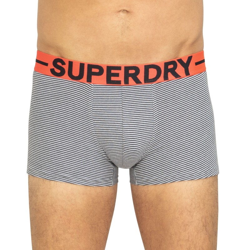 Superdry 3-er Set Trunks Schwarz, Grau & Weiß gestreift