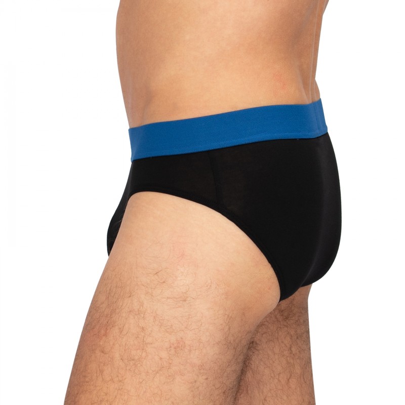 Schiesser_3-erSet_Slips_Schwarz_mitverschiedenfarbigemWebbund