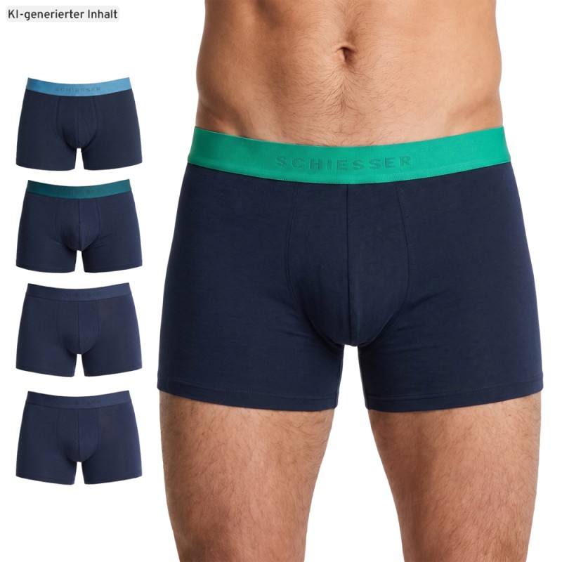 Schiesser_5-er Set_Shorts_Dunkelblau_mit_mehrfarbigen_Webbund