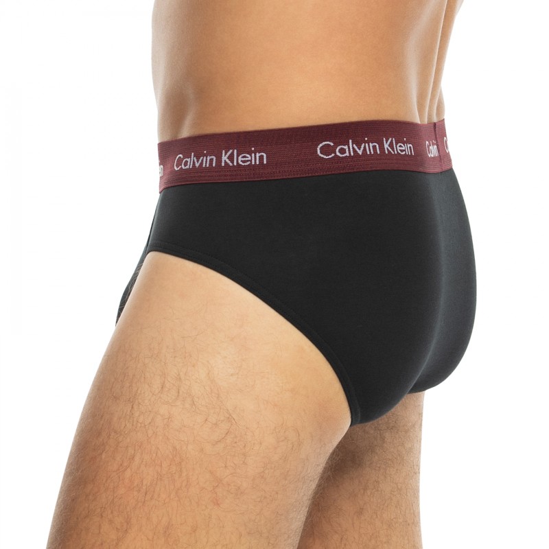 Calvin Klein_3-er Set_Slips_Schwarz_mitverschiedenfarbigemWebbund