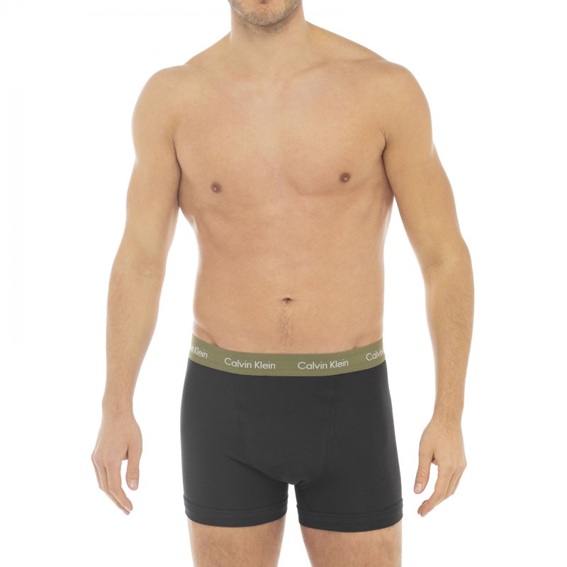 CalvinKlein_3-erSet_Trunks_Schwarz_mitverschiedenfarbigemWebbund