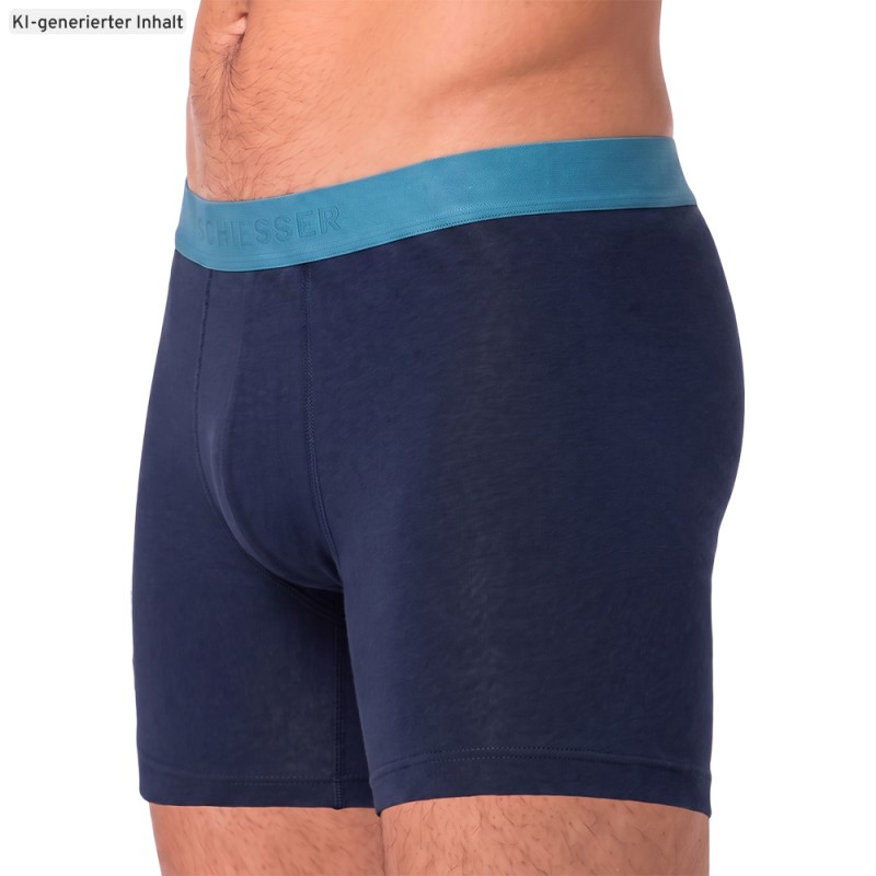Schiesser_3-er Set_Shorts_Dunkelblau_mit_mehrfarbigen_Webbund