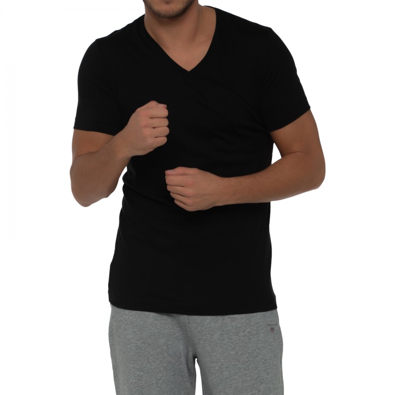 Boxerman_Herrenunterwäsche_Unterhemd_Ragman_2-er Set_Shirts_Schwarz_V-Ausschnitt