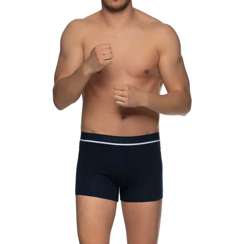 Boxerman_Herrenunterwäsche_Boxershorts_Schiesser_3-erSet_Trunks_Schwarz Grau & Dunkelblau