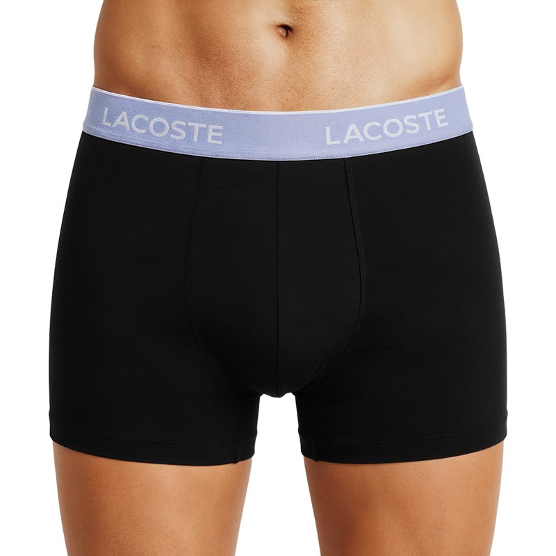Boxerman_Herrenunterwäsche_Boxershorts_ Lacoste_3-er Set_Trunks_Schwarz_mit_mehrfarbigen_Webbund
