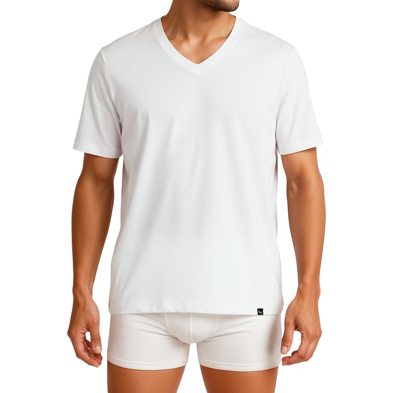 Boxerman_Herrenunterwäsche_Unterhemden_Puma_2-er Set_V-Neck_T-Shirts_Weiß
