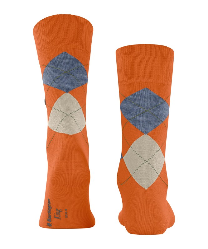 Burlington_Socken_Orange_mitArgyle-Muster
