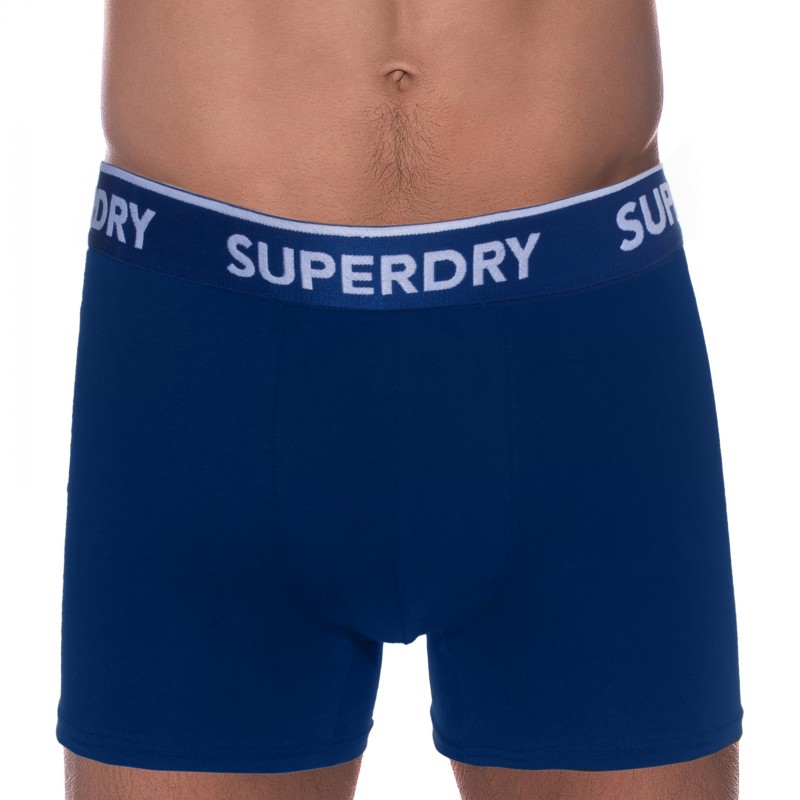 Boxerman_Herrenunterwäsche_Boxershorts_Superdry_2-er Set_Trunks_Blau Grau Schwarz