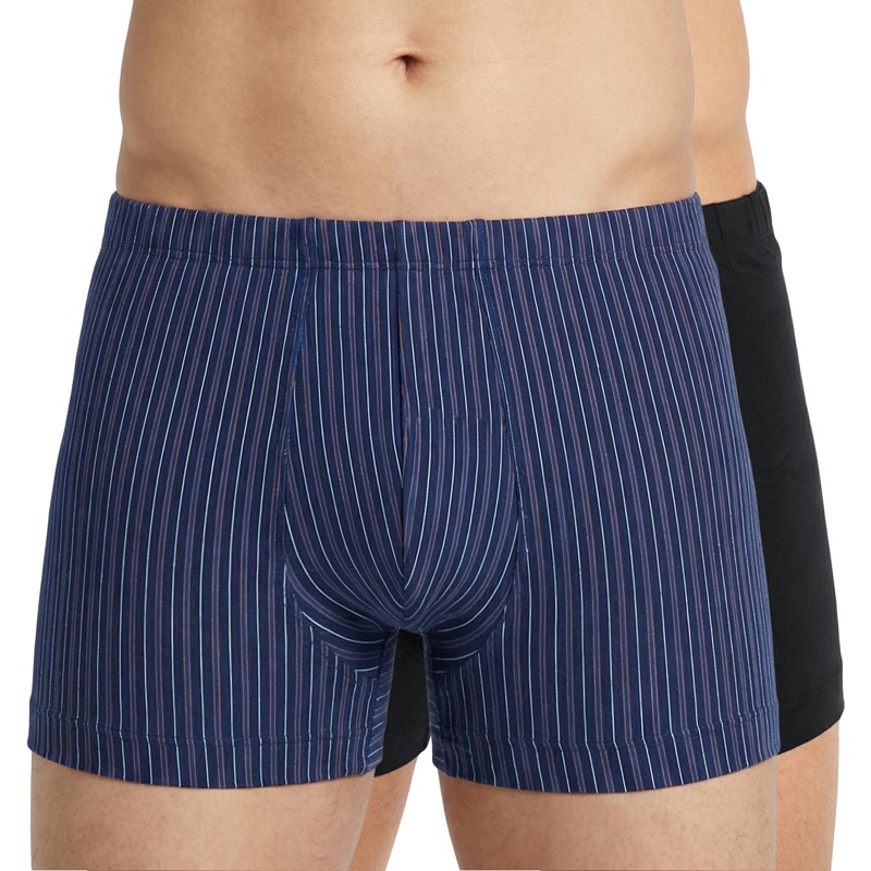 Schiesser 2-er Set Trunks Blau gestreift & Schwarz günstig online kaufen