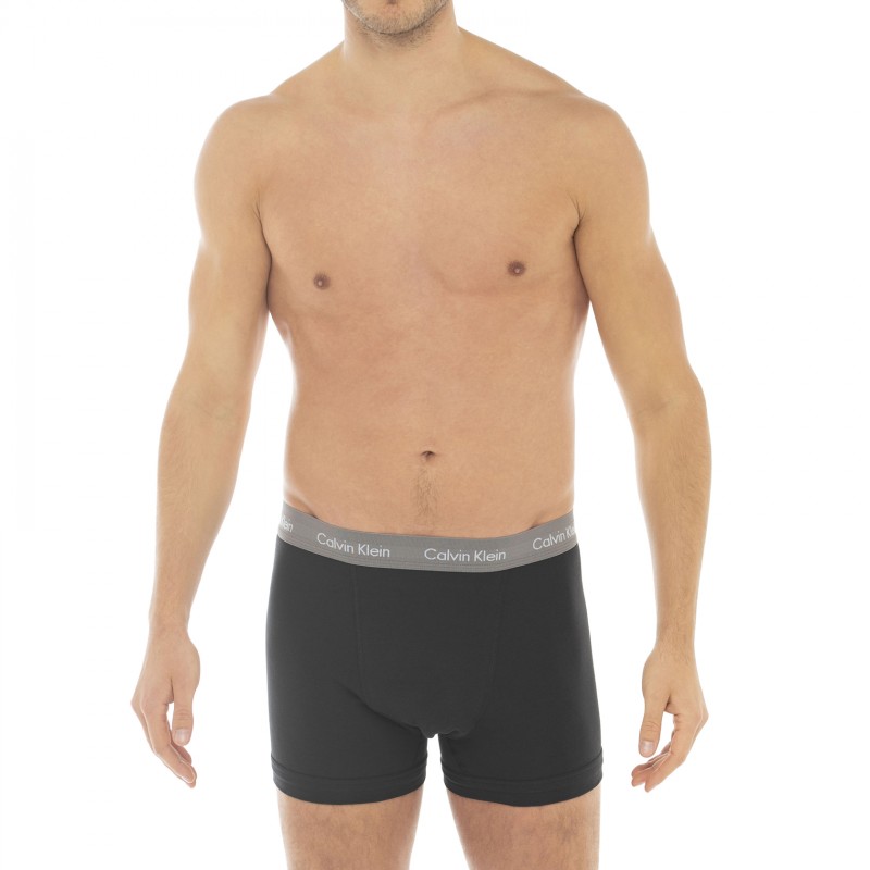CalvinKlein_3-erSet_Trunks_Schwarz_mitverschiedenfarbigemWebbund