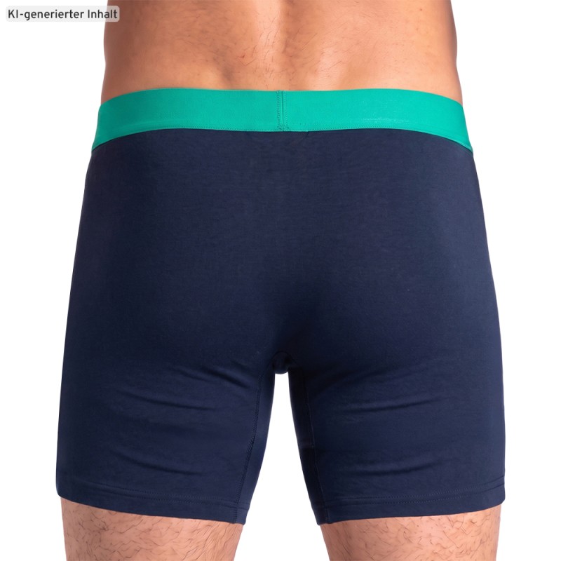 Schiesser_3-er Set_Shorts_Dunkelblau_mit_mehrfarbigen_Webbund